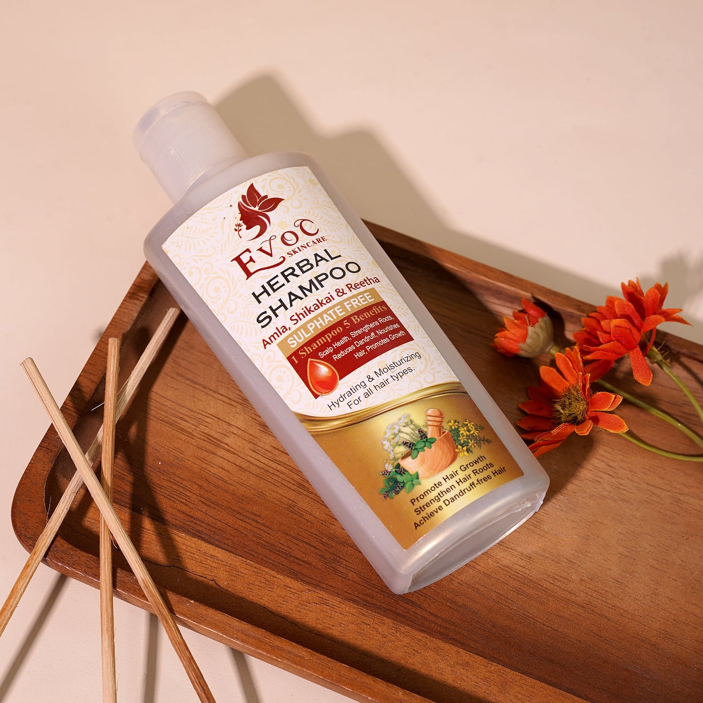 EvoC herbal shampoo for gentle scalp and hair cleansing